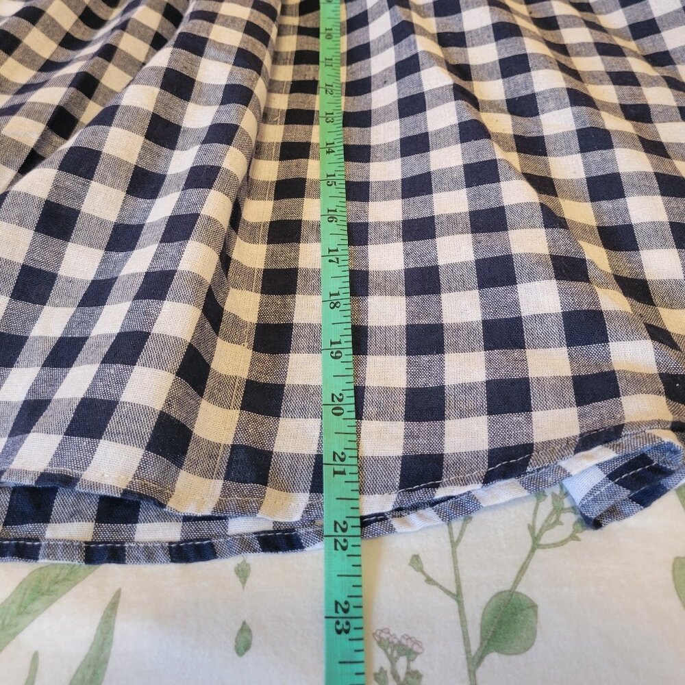 ModCloth Blue White Gingham Skirt 2X A-Line Belt Tie Pockets - Picture 7 of 11
